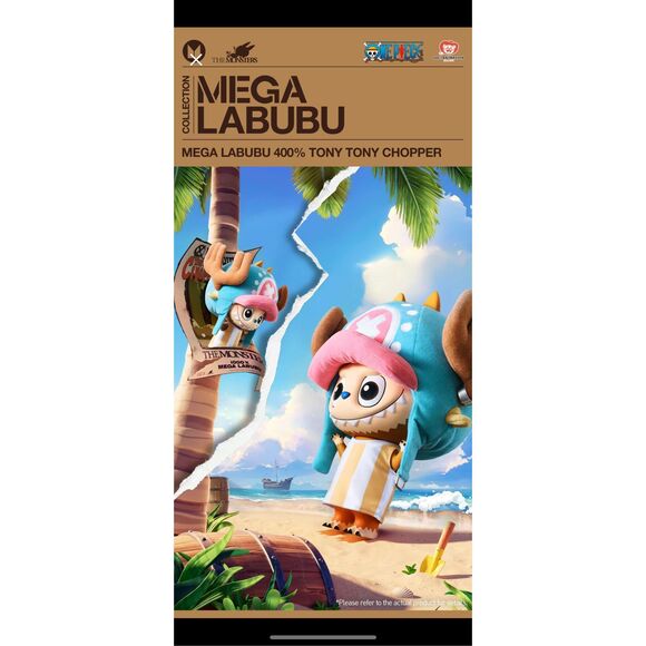 AUTHENTIC Labubu Mega 400% Tony Tony Chopper One Piece Figure Sealed - Picture 2 of 6